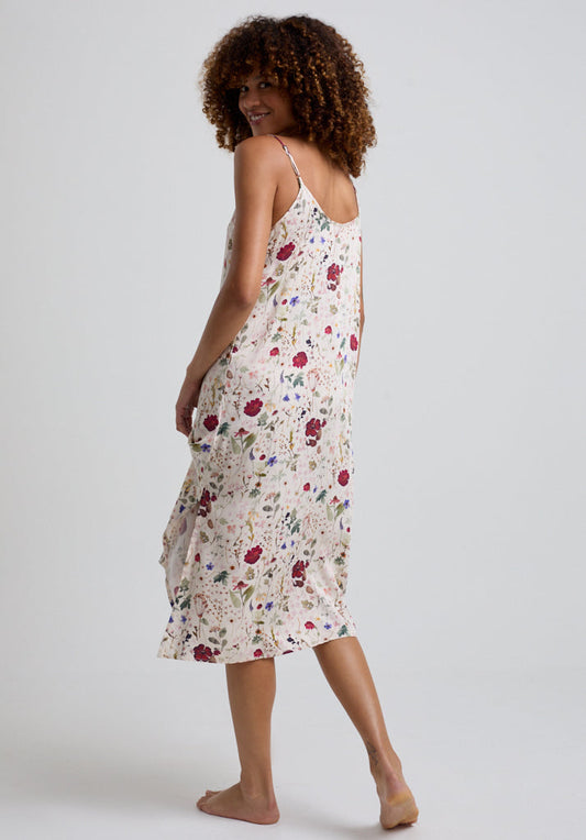 Midi Floral Night dress with cami straps back view