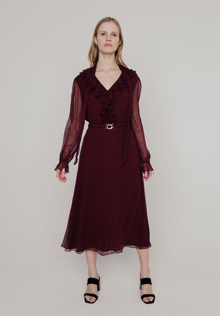 Margot Midi Dress in Burgundy