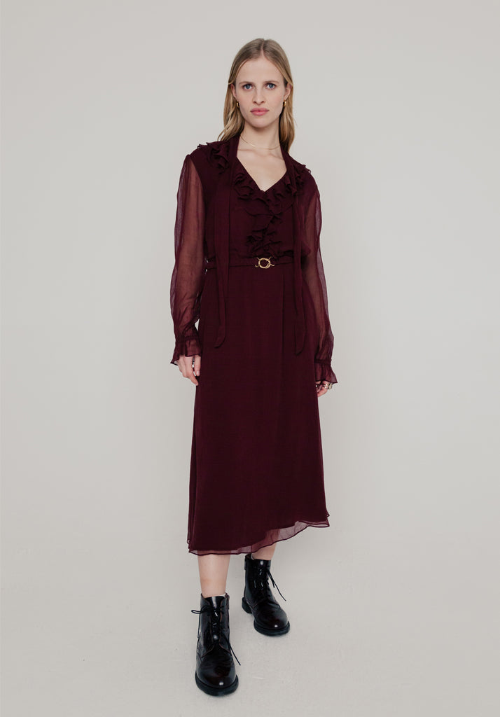 Margot Midi Dress in Burgundy