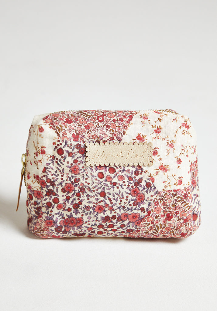 Maya Aster Patchwork Cosmetic Bag in Pink