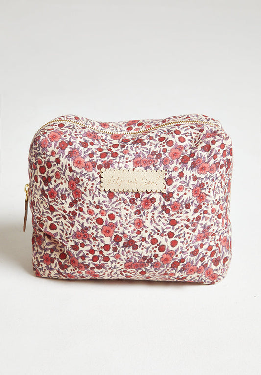 Vintage print wash bag in pink