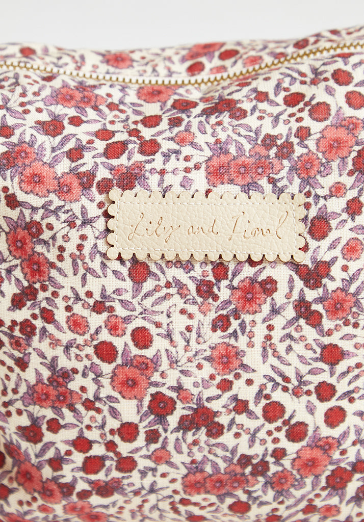 Vintage print wash bag in pink