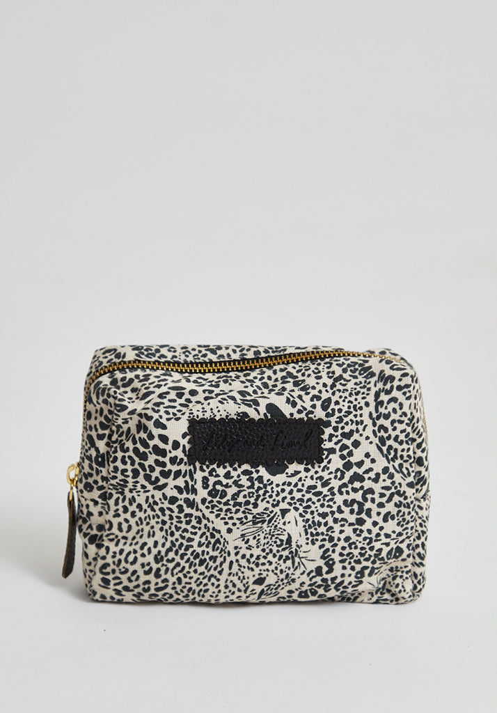 Maya Hidden Leopard Cosmetic Bag in Cream