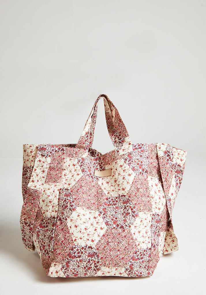 Tara Aster Patchwork Tote Bag in Pink