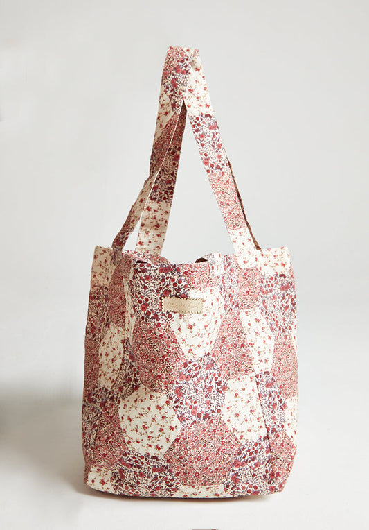 Tara Aster Patchwork Tote Bag in Pink