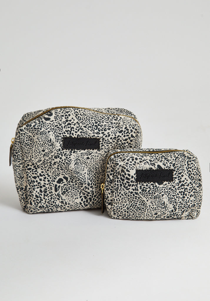 Maya Hidden Leopard Cosmetic Bag in Cream