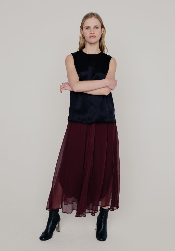 Angelica Midi Skirt in Burgundy