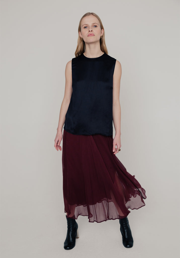 Angelica Midi Skirt in Burgundy