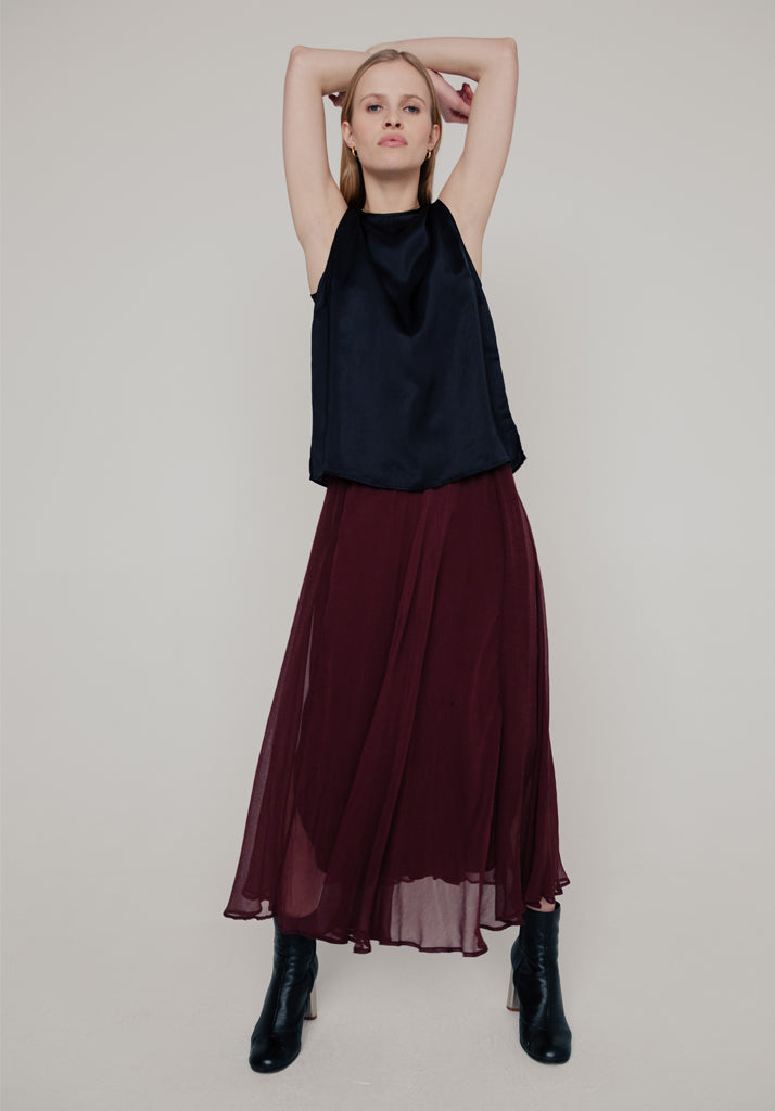 Angelica Midi Skirt in Burgundy