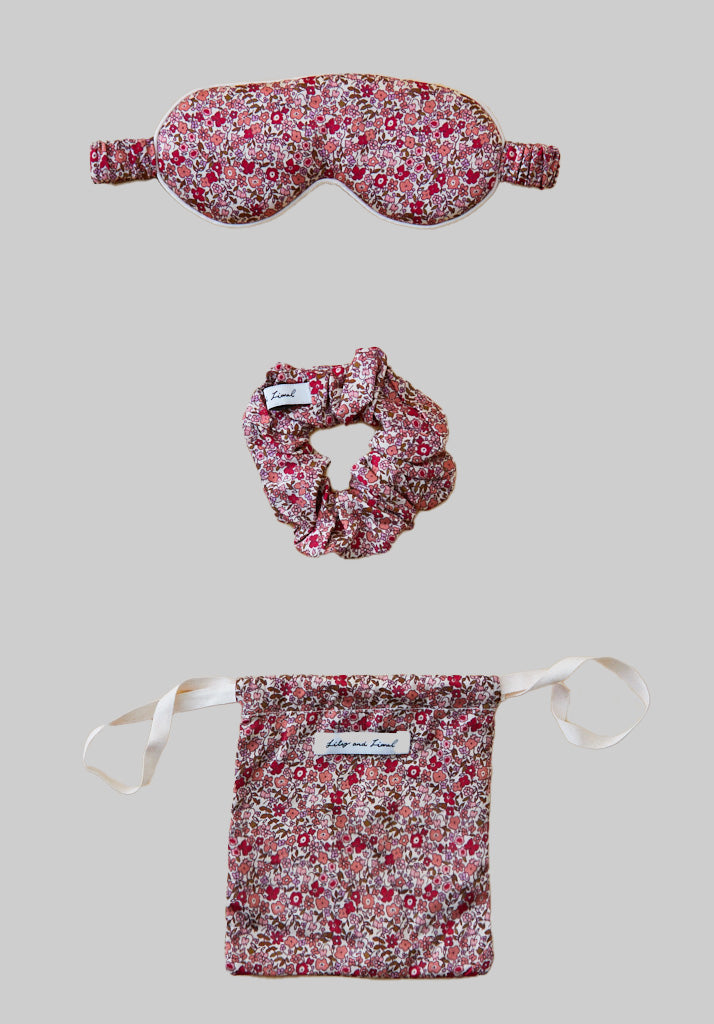 Pink Aster Patchwork Eyemask Scrunchie set