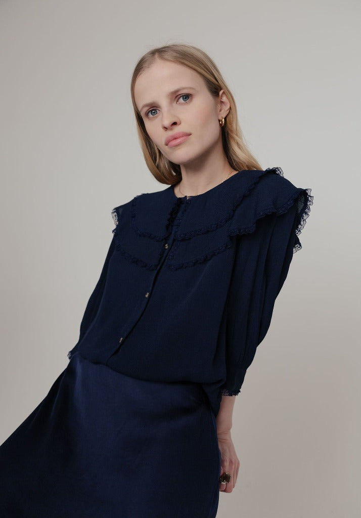 Keira Blouse in Navy