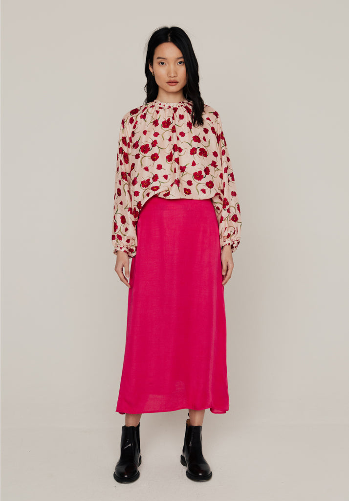 Poppy Midi Skirt in PInk